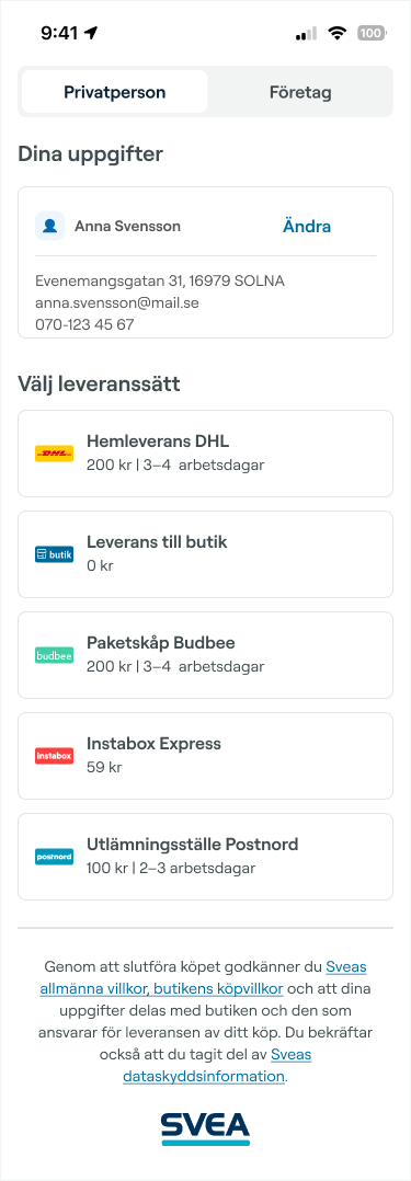 Shipping selected option
